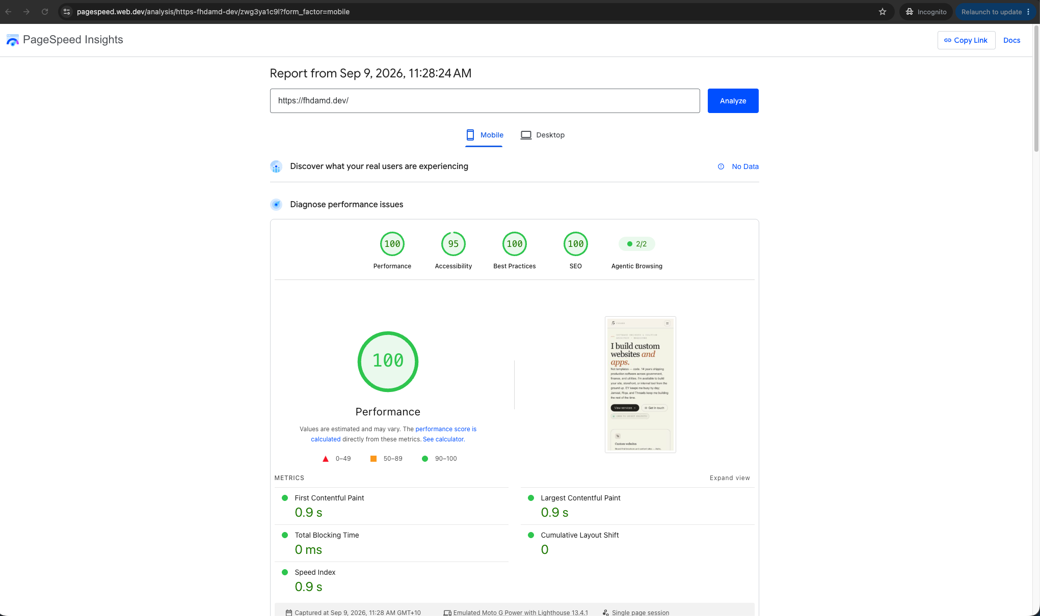 PageSpeed after metrics