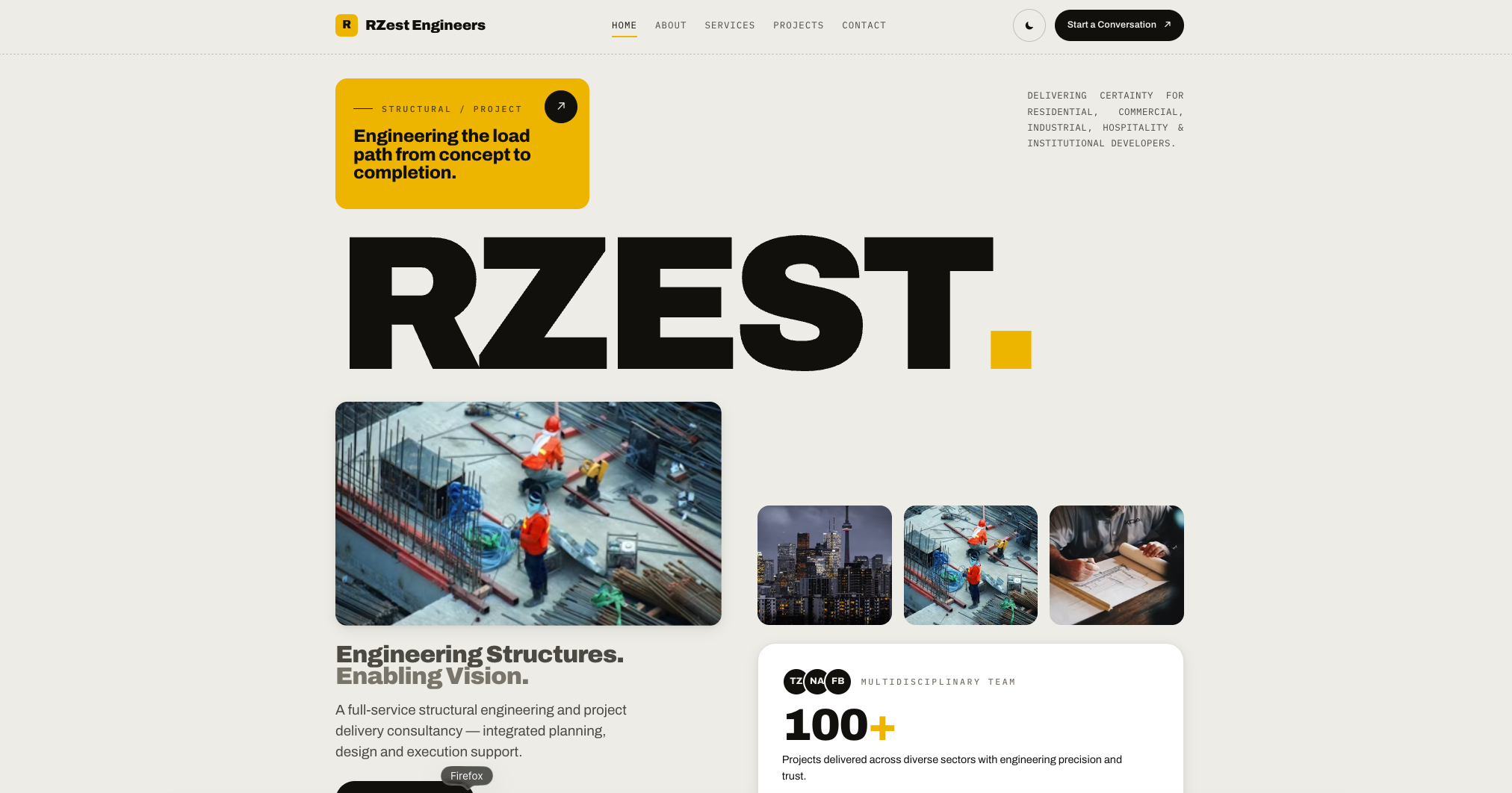 RZest Engineers homepage screenshot